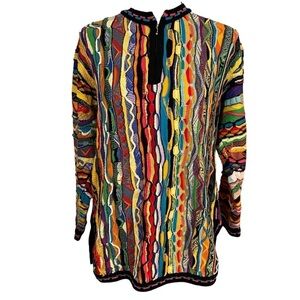 COOGI Australia Authentic Vintage 90’s Psychedelic 1/4 Zip Sweater Sz-M